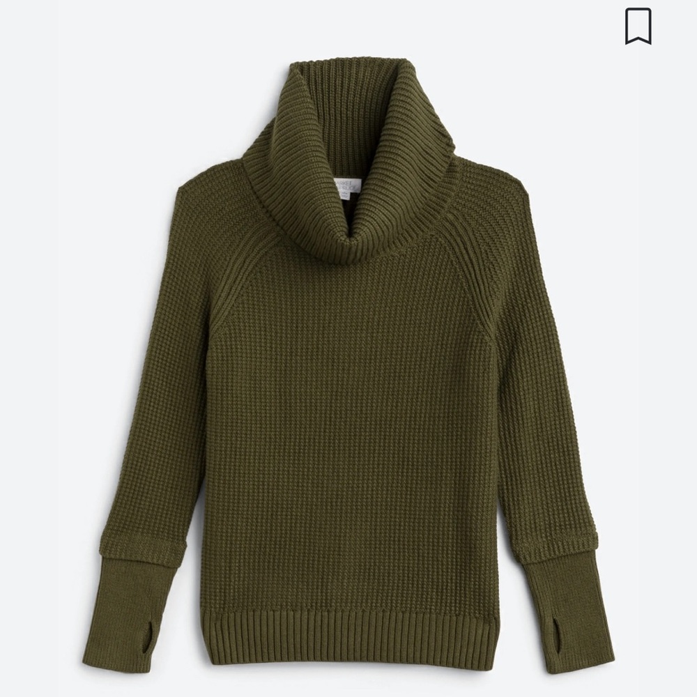 Market & Spruce - (Olive) Sharon Cowl Neck Waffle Stitch Sweater